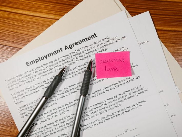 Employment contract on an office desk